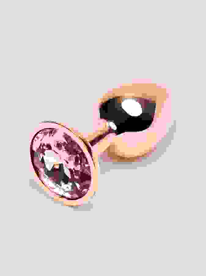 Rear Assets Small Jewelled Rose Gold Metal Butt Plug 2 Inch, Gold, hi-res